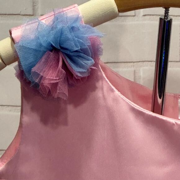 Elegant Princess Pink Party Dress Size 130 US 5T-6T Tulle Bow Sequin Dress - Picture 8 of 14